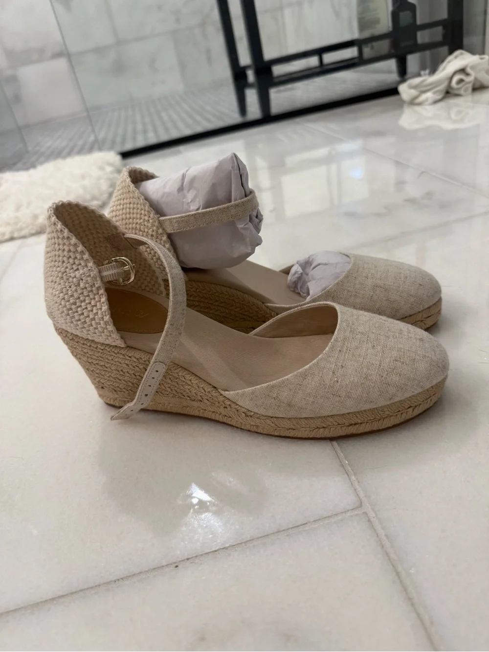 NWOT JCrew Linen Espadrille Platform Heels Size 8.5